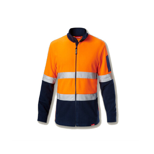 WORKWEAR, SAFETY & CORPORATE CLOTHING SPECIALISTS - DISCONTINUED - Foundations - HI VIS 2TONE BRUSHED FLEECE JACKET WITH TAPE