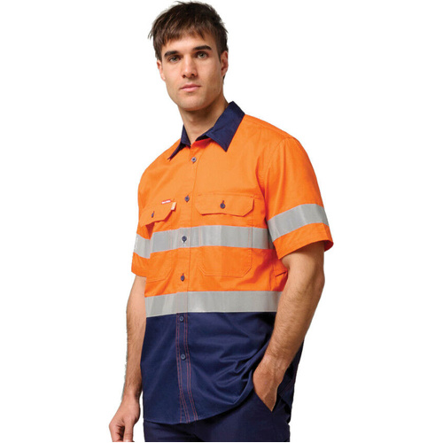 WORKWEAR, SAFETY & CORPORATE CLOTHING SPECIALISTS Koolgear - Ventilated Hi-Vis Two Tone Shirt with Tape Short Sleeve