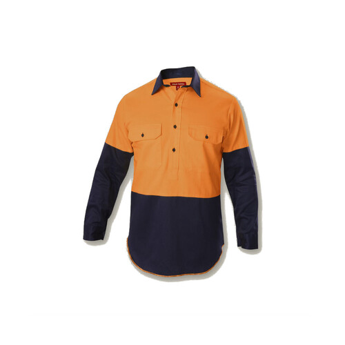 WORKWEAR, SAFETY & CORPORATE CLOTHING SPECIALISTS - Foundations - Hi-Visibility Two Tone Closed Front Shirt with Gusset LS