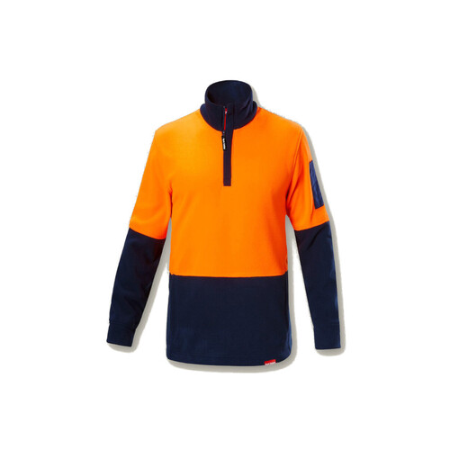 WORKWEAR, SAFETY & CORPORATE CLOTHING SPECIALISTS - Foundations - HI VIS 2TONE 1/4 ZIP BRUSHED FLEECE JUMPER